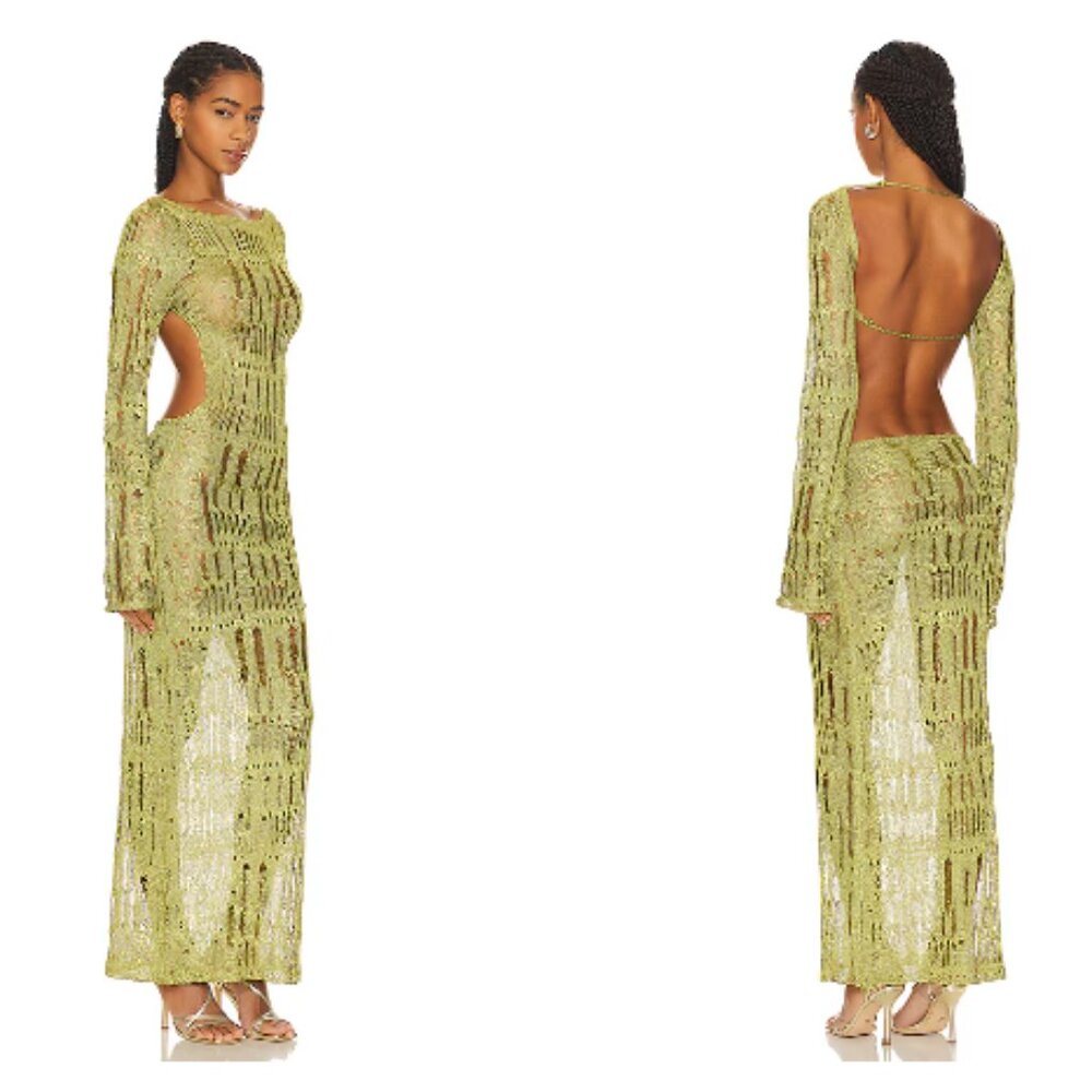 Jaded London Moss Metallic Umbra Maxi Dress